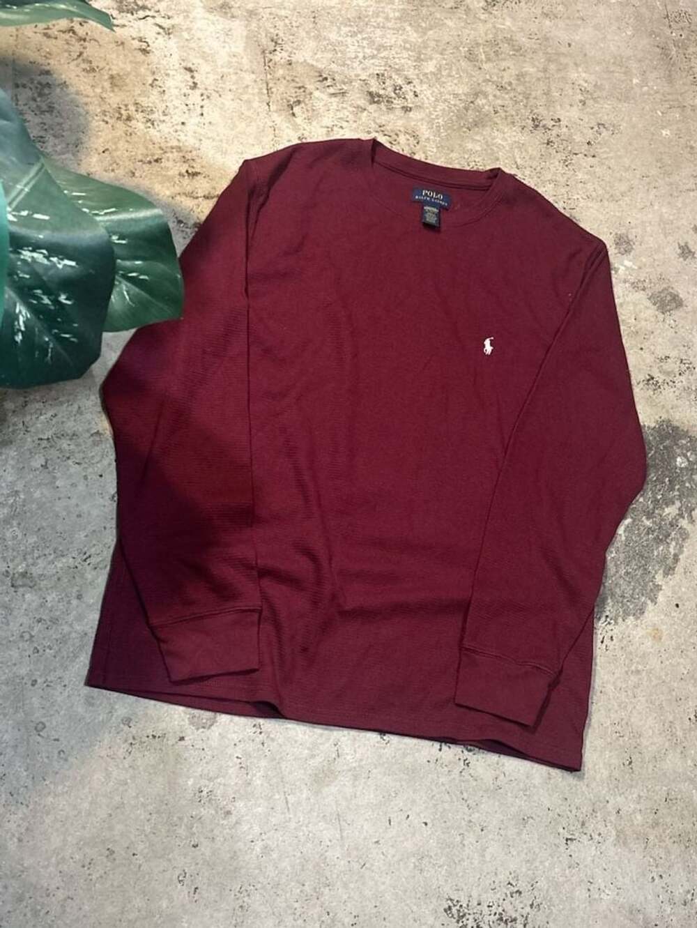 Polo Ralph Lauren Thermal Long Sleeve Shirt Size XL Burgundy Waffle Knit